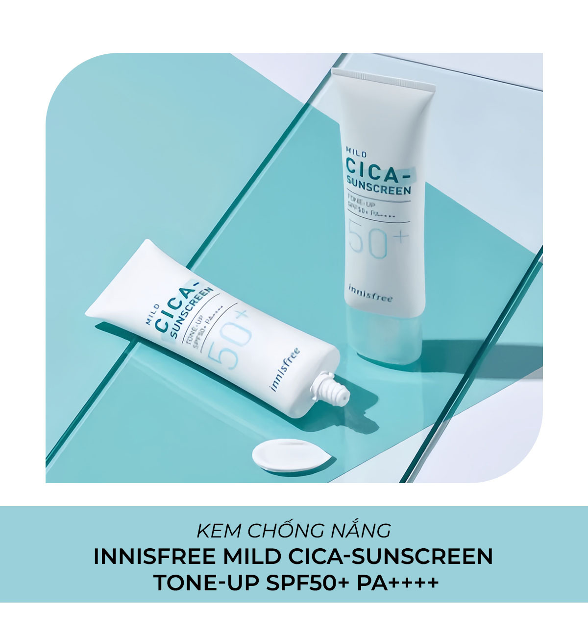Kem chống nắng Innisfree Mild Cica-Sunscreen Tone-Up SPF50+ PA++++, sản phẩm cần thiết cho mọi chuyến du lịch, giúp bảo vệ da khỏi tác hại của ánh nắng mặt trời và ngăn ngừa cháy nắng.