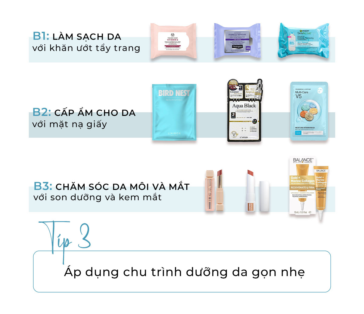 Mẹo chăm sóc da trên máy bay: Làm sạch với khăn ướt, cấp ẩm với mặt nạ giấy và chăm sóc môi với son dưỡng. Lixibox Skincare cung cấp hướng dẫn chi tiết giúp làn da luôn khỏe mạnh ngay cả khi bay xa.