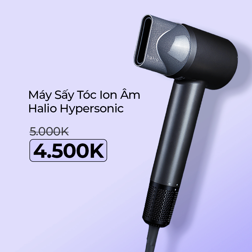 Máy Sấy Tóc Ion Âm Halio Hypersonic giảm từ 5.000K còn 4.500K, trong chương trình khuyến mãi Lixibox Sale 9/9, săn deal đồng giá và hoàn tiền 3 triệu đồng hấp dẫn cho tháng 9.
