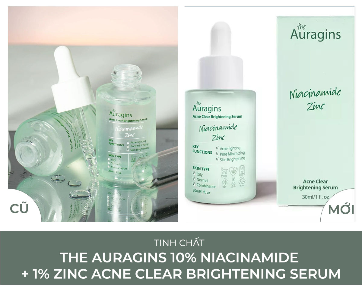 Phân biệt bản mới và cũ của serum làm sáng da The Auragins chứa 10% Niacinamide và 1% Zinc. Bài viết so sánh những điểm khác biệt giữa các phiên bản sản phẩm, giúp người tiêu dùng hiểu rõ hơn về cách chọn lựa sản phẩm phù hợp từ Lixibox.