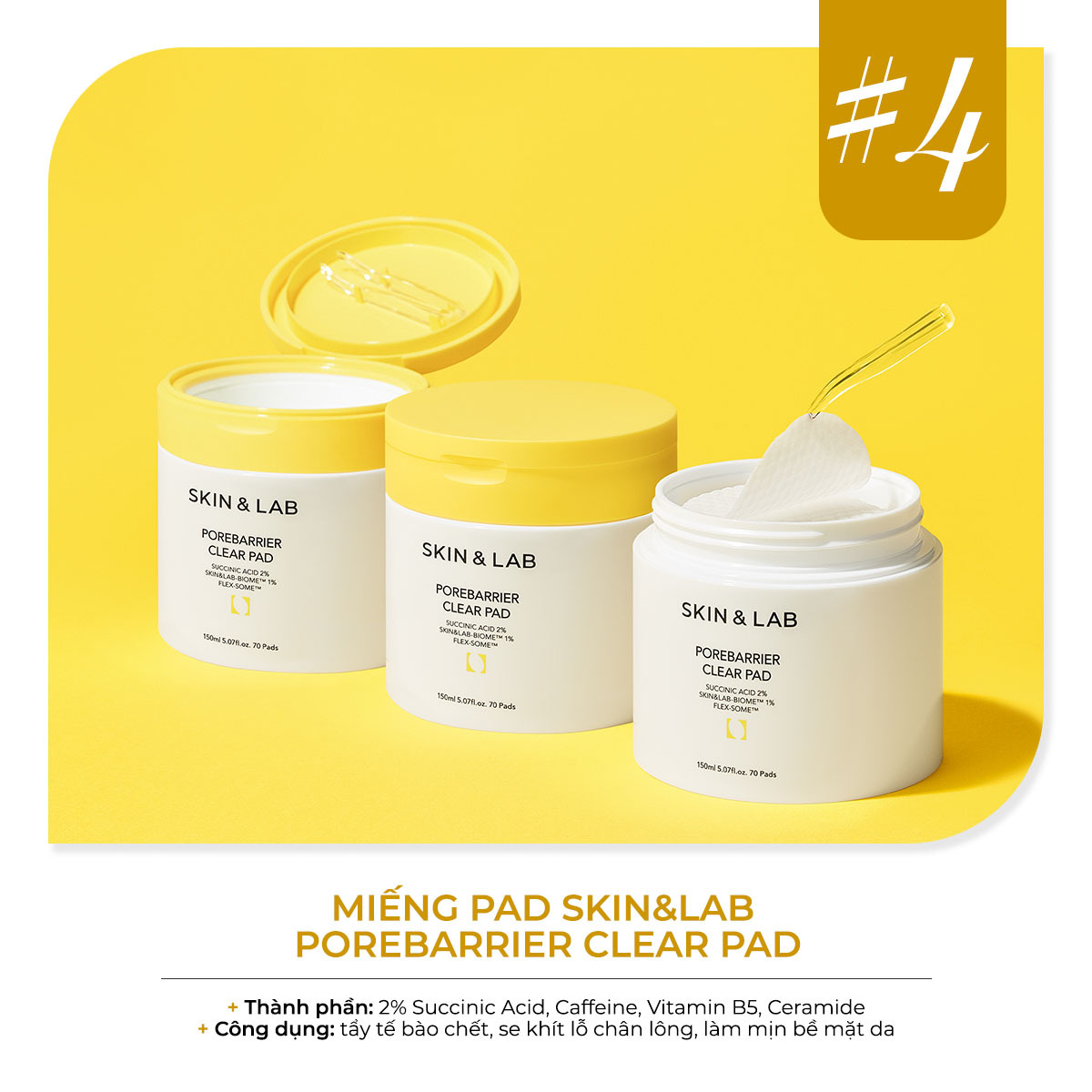 Top 10 mỹ phẩm best-seller của thương hiệu Hàn Quốc SKIN&LAB. Miếng pad POREBARRIER CLEAR PAD với thành phần 2% Succinic Acid, Caffeine, Vitamin B5, Ceramide, giúp làm sạch tế bào chết, se khít lỗ chân lông, bảo vệ và phục hồi da. Khám phá thêm tại Lixibox!
