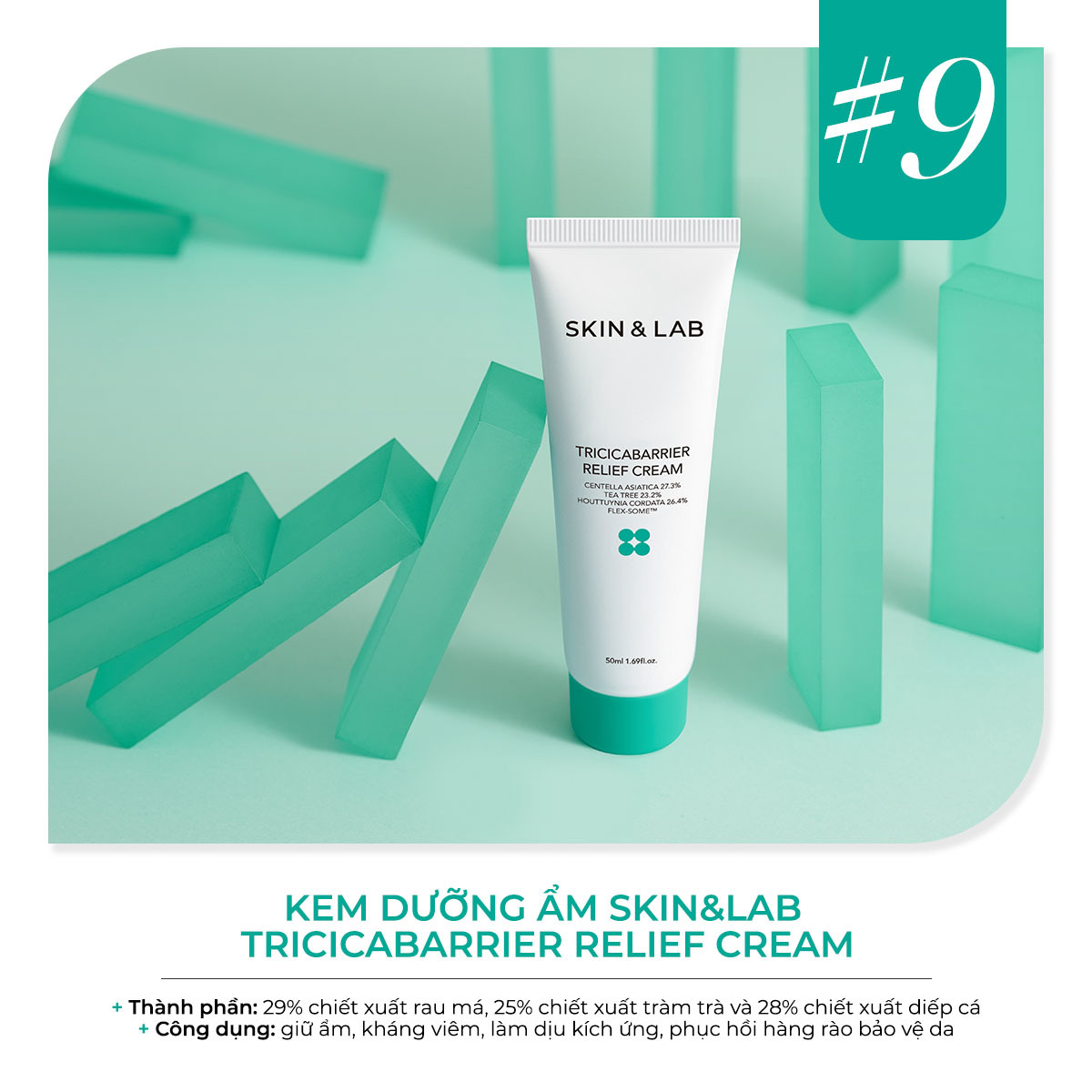 Kem dưỡng ẩm SKIN&LAB Tricicabarrier Relief Cream, nổi bật với thành phần chiết xuất rau má và trà xanh, giúp giữ ẩm và làm dịu da. Khám phá sản phẩm best-seller trong dòng mỹ phẩm Hàn Quốc tại Lixibox.