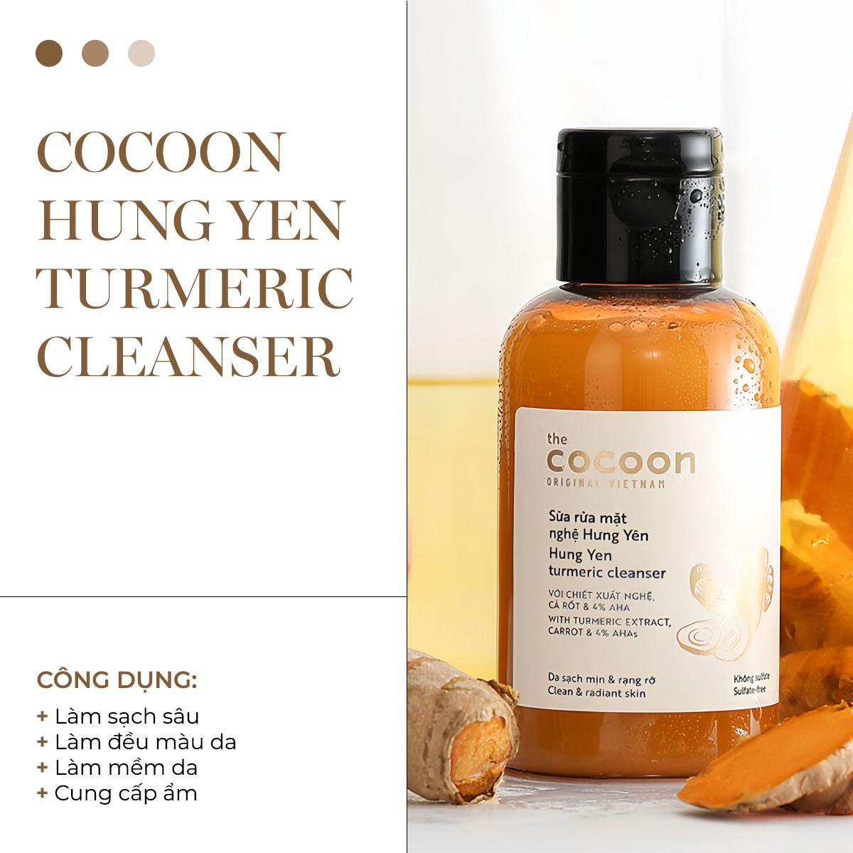 Sữa rửa mặt Cocoon nghệ Hưng Yên với công dụng làm sạch sâu, đều màu da, mềm da và cung cấp độ ẩm. Gel rửa mặt chất lượng tốt giá học sinh, sinh viên, đáng mua nhất hiện nay.