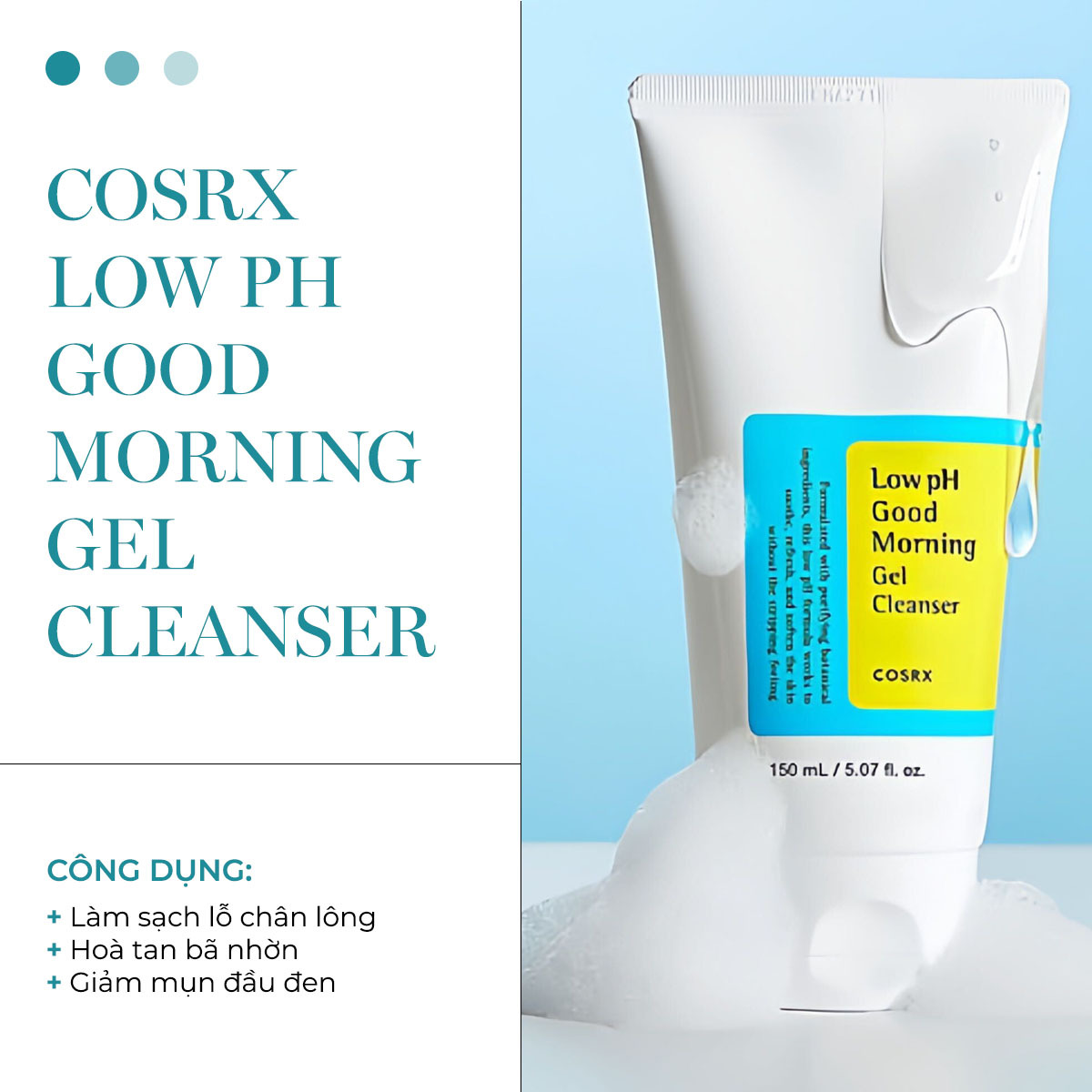 Sữa rửa mặt COSRX Low pH Good Morning Gel Cleanser giúp làm sạch lỗ chân lông, hòa tan bã nhờn và giảm mụn đầu đen. Một lựa chọn tuyệt vời cho mọi người yêu thích skincare với giá cả hợp lý.