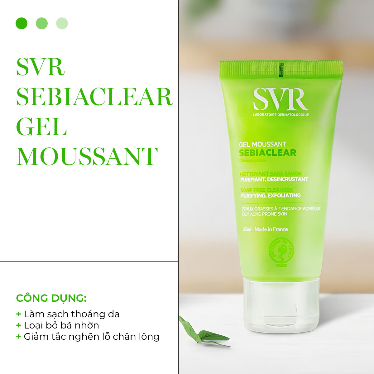 Sữa rửa mặt SVR Sebiaclear Gel Moussan giúp làm sạch da, loại bỏ bã nhờn và giảm tắc nghẽn lỗ chân lông. Sản phẩm chất lượng cao với giá phù hợp cho học sinh - sinh viên, là lựa chọn lý tưởng trong quy trình skincare.