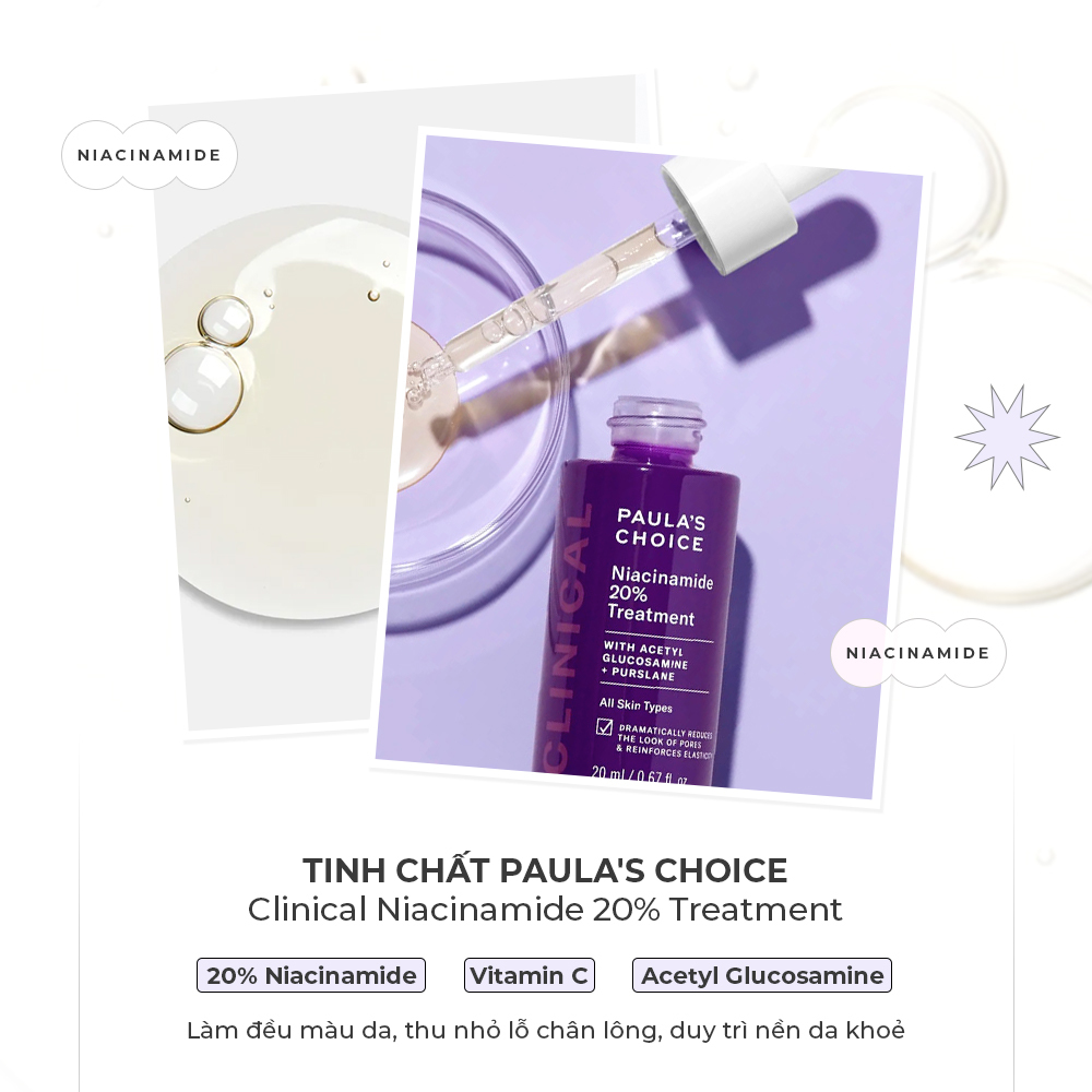 Bài viết giới thiệu về sản phẩm tinh chất Niacinamide 20% từ Paula's Choice, nổi bật với công dụng làm đều màu da, thu nhỏ lỗ chân lông, và chăm sóc da khỏe mạnh. Khám phá các loại mỹ phẩm chứa Niacinamide cho làn da rạng rỡ cùng Lixibox.