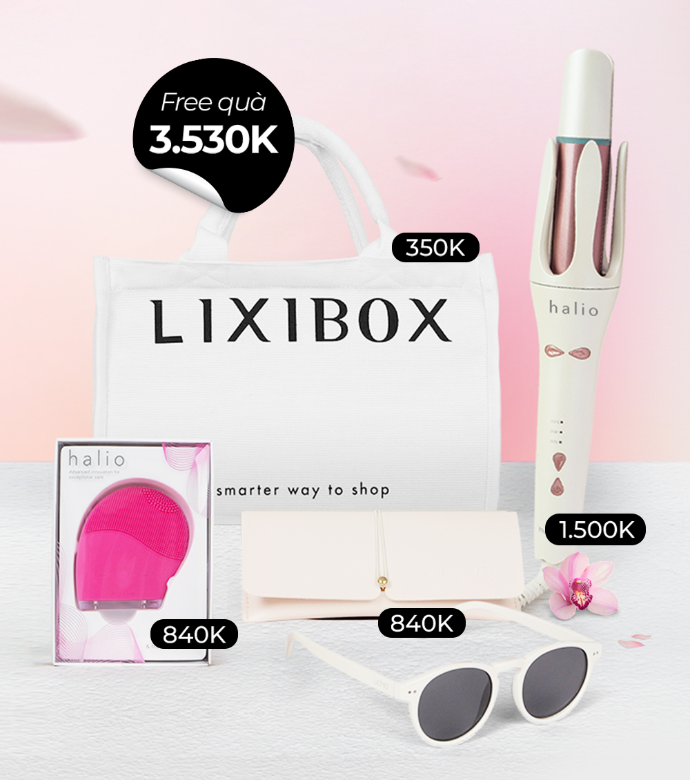 Hộp quà GWP Lixibox trị giá hơn 3 triệu với nhiều sản phẩm best-seller như máy rửa mặt Halio, bóp cầm tay và kính mát. Chương trình GWP2010 là cơ hội tuyệt vời để nhận quà tặng độc quyền trong dịp ngày Phụ nữ Việt Nam.