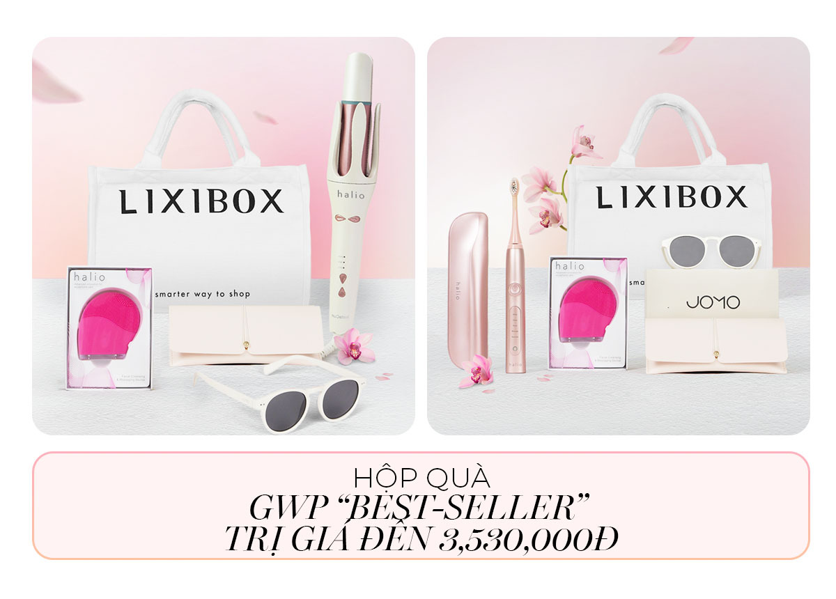Hộp quà GWP "BEST-SELLER" từ Lixibox, bao gồm các sản phẩm chăm sóc sắc đẹp trị giá 3,530,000₫ với thiết kế tinh tế. Khám phá những món quà tặng hoàn hảo cho ngày Phụ nữ Việt Nam 20 tháng 10.