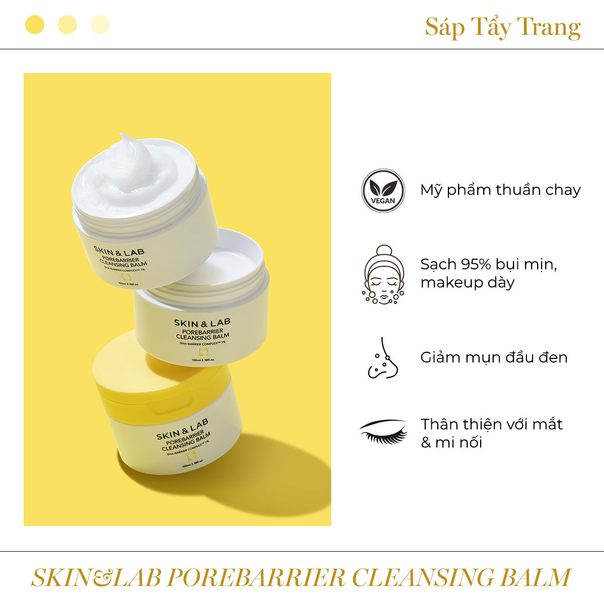 Sáp tẩy trang Skin & Lab Porebarrier giúp làm sạch 95% bụi bẩn và makeup, giảm mụn đầu đen, phù hợp với làn da nhạy cảm, là sản phẩm lý tưởng cho tín đồ làm đẹp bền vững và được yêu thích từ thương hiệu Lixibox.