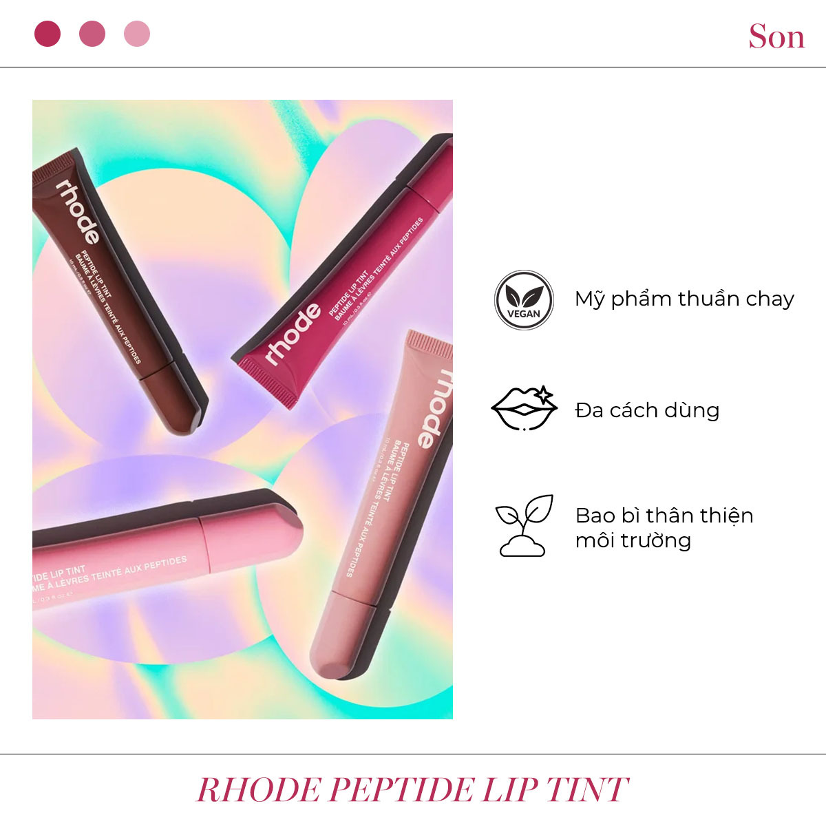 Sản phẩm son môi Rhode Peptide Lip Tint với nhiều lựa chọn màu sắc, thu hút người tiêu dùng yêu thích làm đẹp bền vững. Mỹ phẩm thuần chay, bao bì thân thiện môi trường, đáp ứng nhu cầu sử dụng đa dạng của tín đồ làm đẹp. Khám phá thêm các sản phẩm làm đẹp bền vững tại Lixibox!