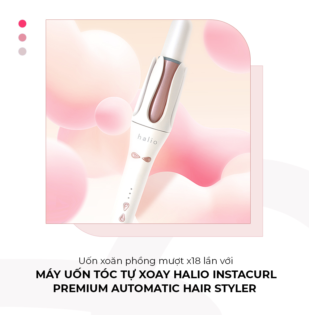 Máy uốn tóc tự xoay Halio Instacurl, sản phẩm tiêu biểu trong top sản phẩm bán chạy nhất tại Lixibox năm 2023, nổi bật với thiết kế sang trọng và tính năng vượt trội giúp tạo kiểu tóc dễ dàng và nhanh chóng.