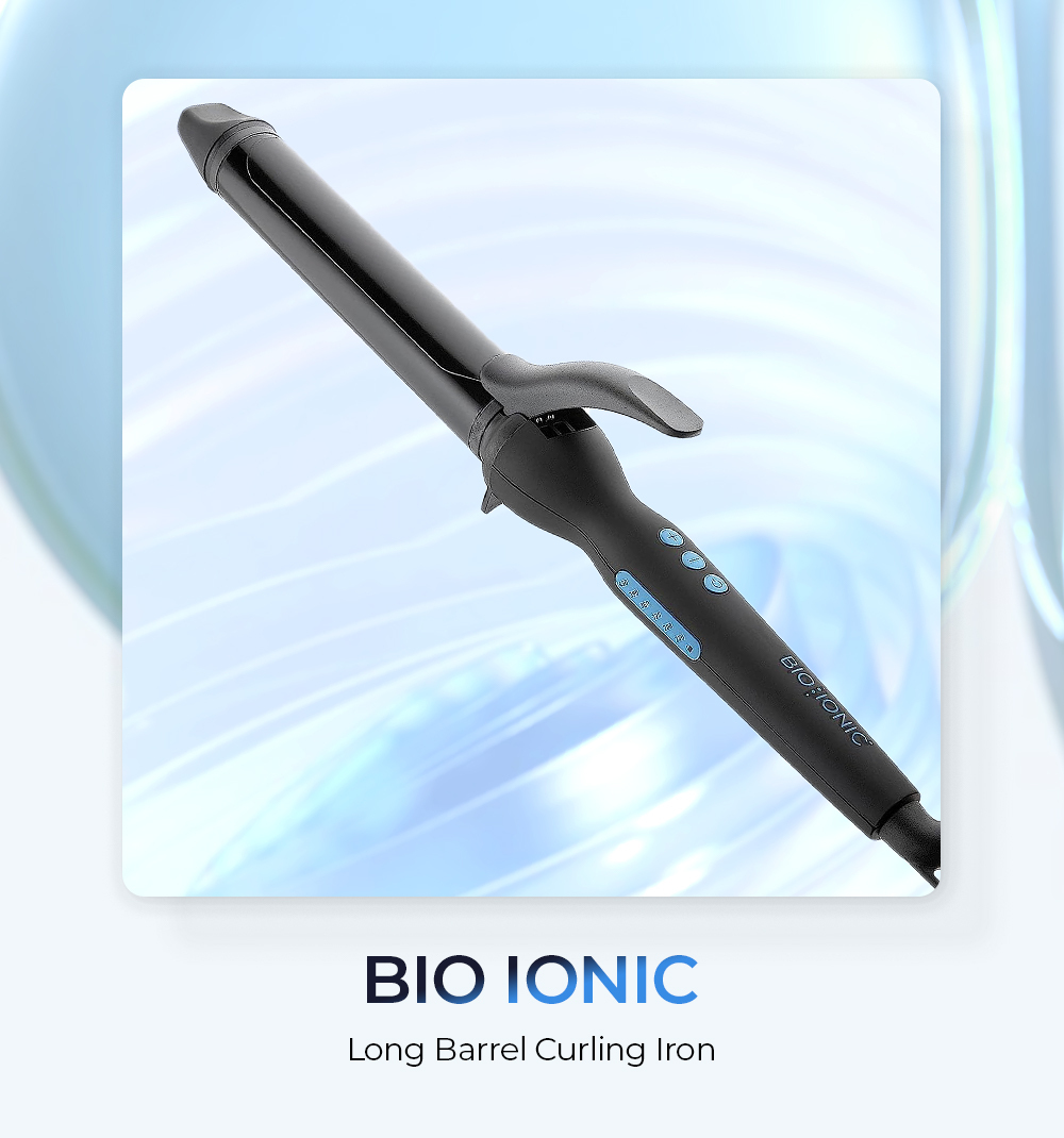 Máy uốn tóc BIO IONIC với thiết kế hiện đại, ống dài giúp tạo kiểu tóc dễ dàng. Đây là một trong những sản phẩm nằm trong top máy uốn tóc tốt nhất hiện nay, lý tưởng cho những tín đồ làm đẹp đang tìm kiếm máy uốn tóc chất lượng.