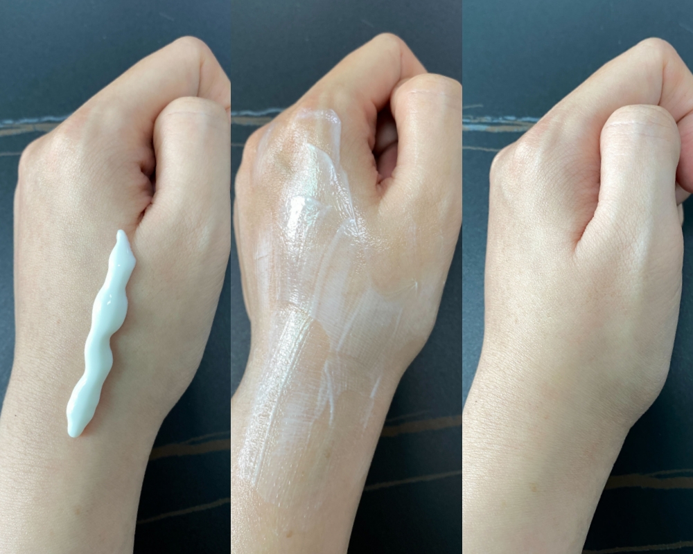 Kem chống nắng SKIN&LAB Hybarrier Fresh Sun Lotion được review bởi tín đồ đam mê kem chống nắng Hàn Quốc. Hình ảnh thể hiện từng bước thử nghiệm sản phẩm trên da tay, từ kem lỏng đến khi thoa đều. Duyệt qua nhiều loại kem chống nắng Hàn Quốc tốt nhất như Skin1004, Nature Republic, Innisfree và Caryophy.