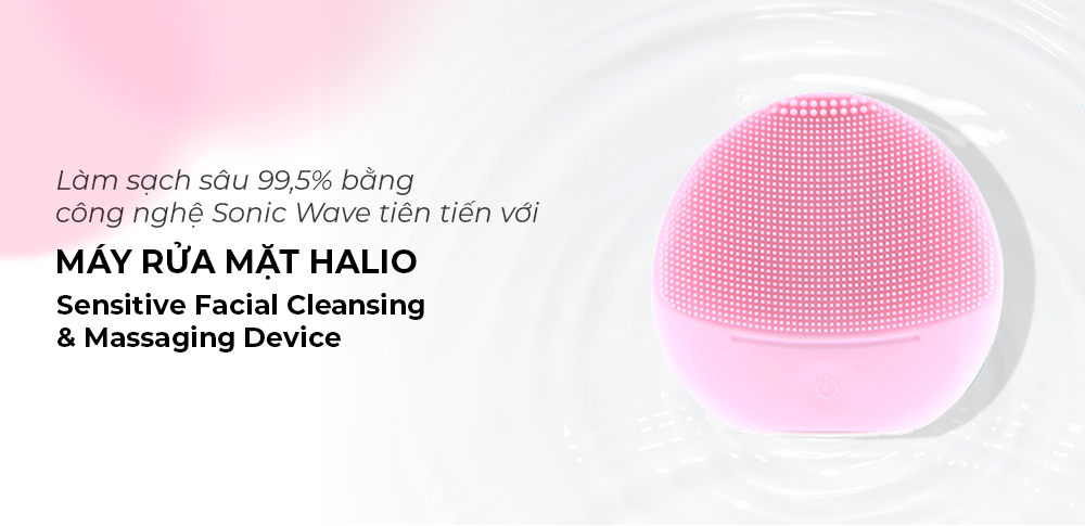Sản phẩm Máy rửa mặt Halio giúp làm sạch sâu 99,5% nhờ công nghệ Sonic Wave, hỗ trợ skincare routine hoàn hảo sau khi trang điểm Halloween. Cùng Lixibox khám phá cách chăm sóc da để tránh nổi mụn trong mùa Halloween 2023.