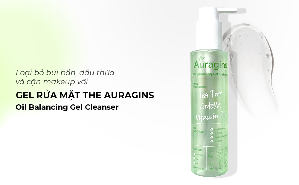 Sản phẩm Gel Rửa Mặt The Auragins giúp loại bỏ bụi bẩn, dầu thừa và cặn makeup, góp phần bảo vệ làn da, đặc biệt cần thiết cho skincare routine sau khi trang điểm Halloween 2023. Lựa chọn hoàn hảo để tránh nổi mụn.