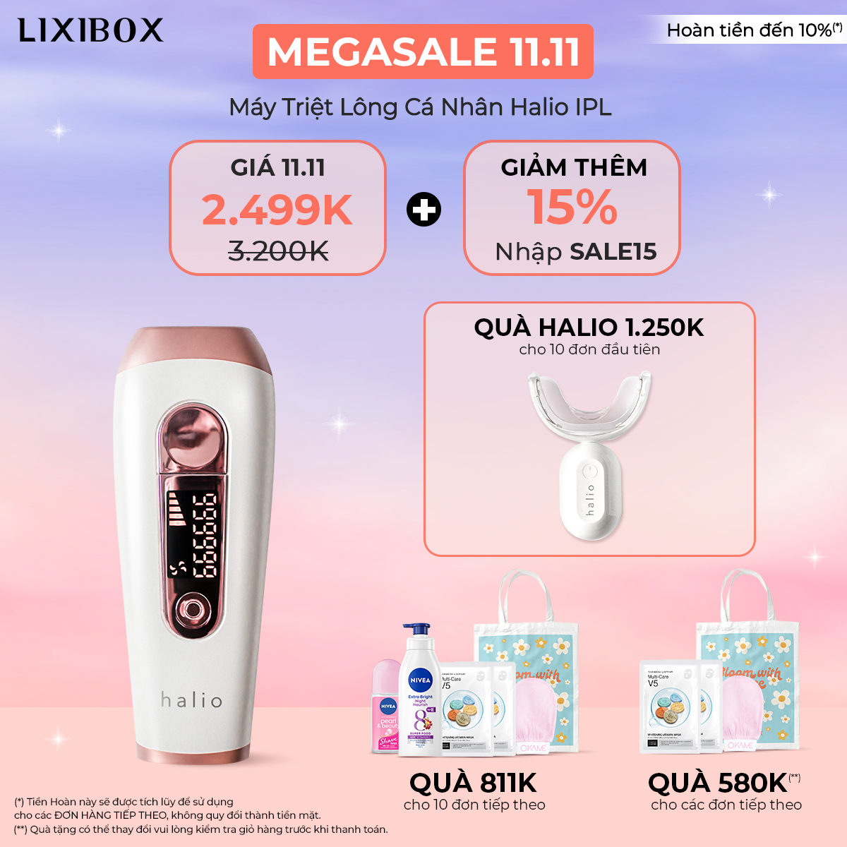 Chương trình MEGASALE 11.11 của Lixibox với mức giảm giá lên đến 70%, sản phẩm chỉ 2.499K. Kèm theo quà tặng hấp dẫn và hoàn tiền 10%. Tìm hiểu thêm về săn sale 11.11 và ngày lễ độc thân 11.11!