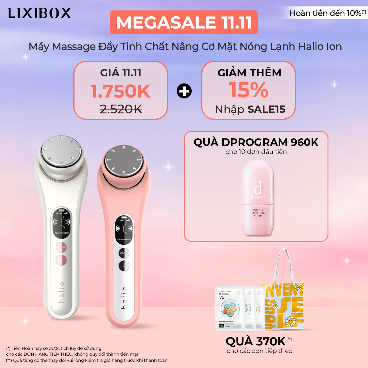 Khám phá chương trình khuyến mãi hấp dẫn MEGASALE 11.11 từ Lixibox với mức giảm giá chấn động lên đến 70%, đồng giá 9K và hoàn tiền 10%. Tham gia săn sale 11.11 để nhận quà tặng và ưu đãi đặc biệt trong ngày lễ độc thân.