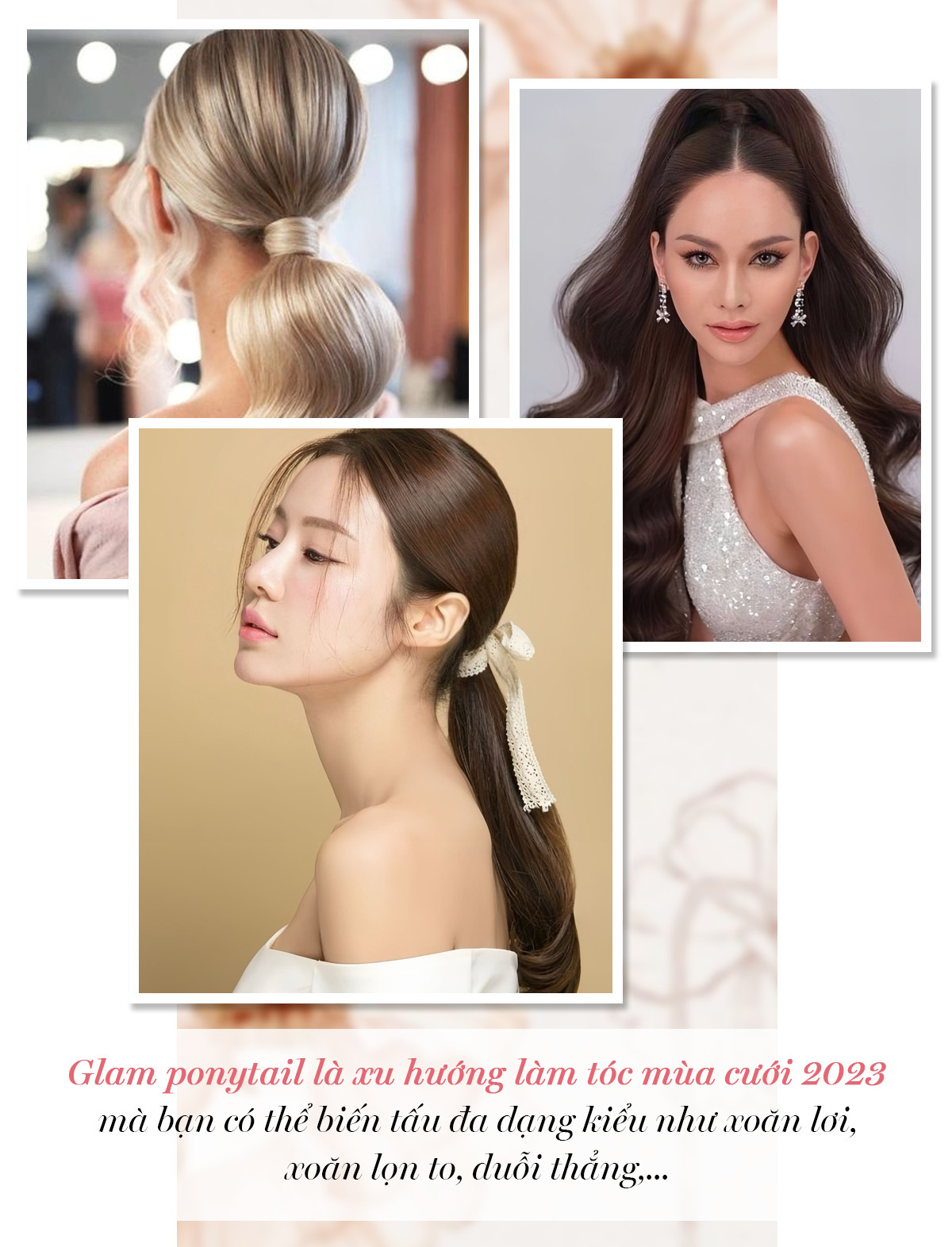 Khó tin với xu hướng làm đẹp mùa cưới 2023: từ kiểu tóc glam ponytail, bạn có thể biến tấu đa dạng như xoăn lơi, xoăn lọn to, mang đến phong cách ấn tượng cho cô dâu. Đừng bỏ lỡ xu hướng này từ Lixibox nhé!
