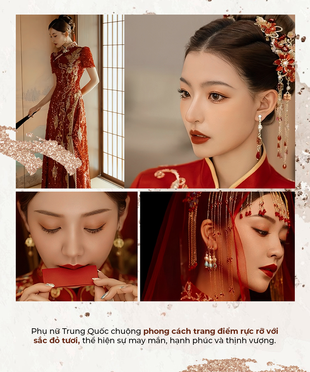 Phụ nữ Trung Quốc tỏa sáng với phong cách trang điểm cô dâu rực rỡ trong trang phục truyền thống, thể hiện sự may mắn, hạnh phúc và thịnh vượng. Khám phá xu hướng trang điểm cô dâu và những ý tưởng từ Lixibox Inspiration cho ngày trọng đại.