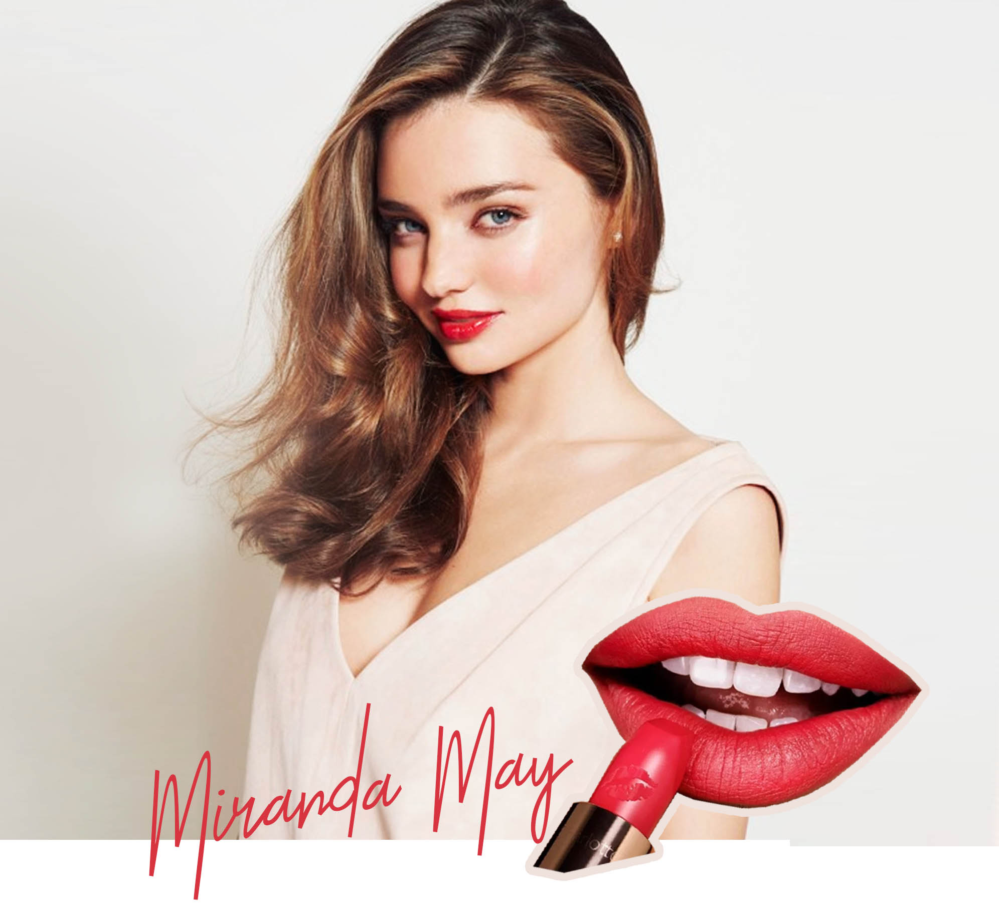 Miranda May xuất hiện trong bài viết về dòng son Hot Lips của Charlotte Tilbury, cùng với các màu son nổi bật như Kim K.W, Kidman’s Kiss, và Secret Salma, tôn vinh vẻ đẹp của 12 người đẹp toàn cầu.