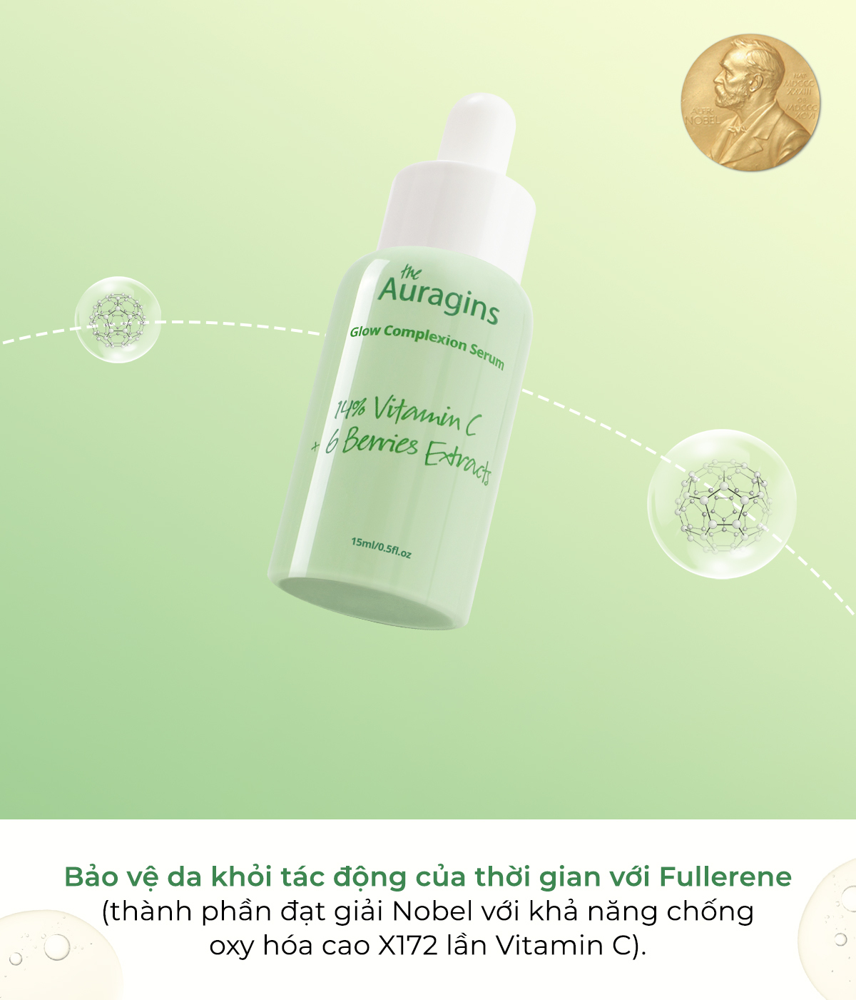 Serum The Auragins Glow Complexion chứa 14% Vitamin C và 6 chiết xuất dâu, giúp dưỡng trắng da, ngăn ngừa lão hoá. Sản phẩm nổi bật với hiệu ứng da glass-skin, giá sốc từ 850K còn 0K, phù hợp với nhu cầu chăm sóc sắc đẹp trên Lixibox.