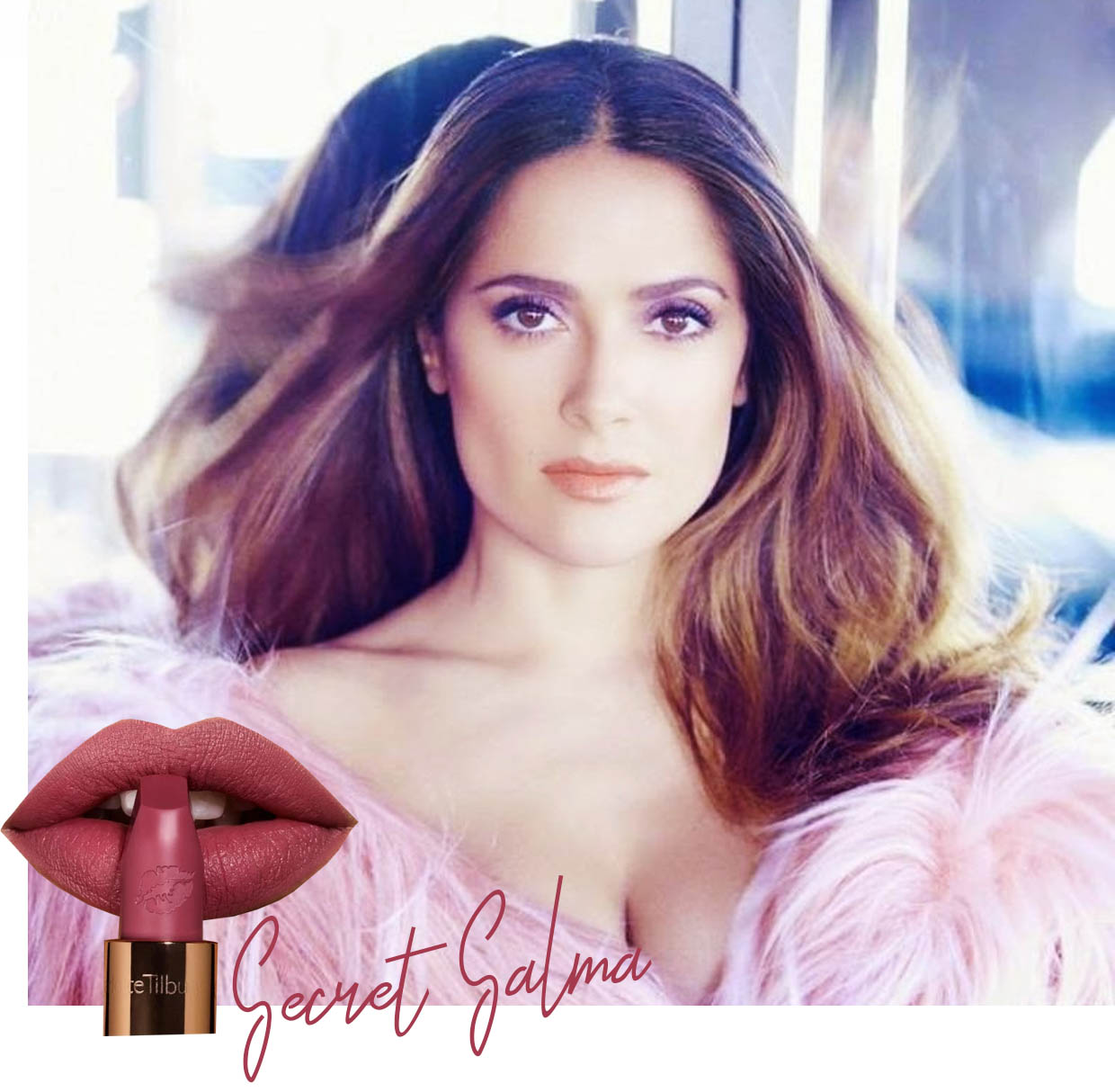 Bài viết về dòng son Hot Lips của Charlotte Tilbury với sự tham gia của nhiều người đẹp như Salma Hayek với thỏi son Secret Salma, cùng những sắc thái nổi bật từ Miranda Kerr, Cindy Crawford, Kim Kardashian, Nicole Kidman, và nhiều người khác.