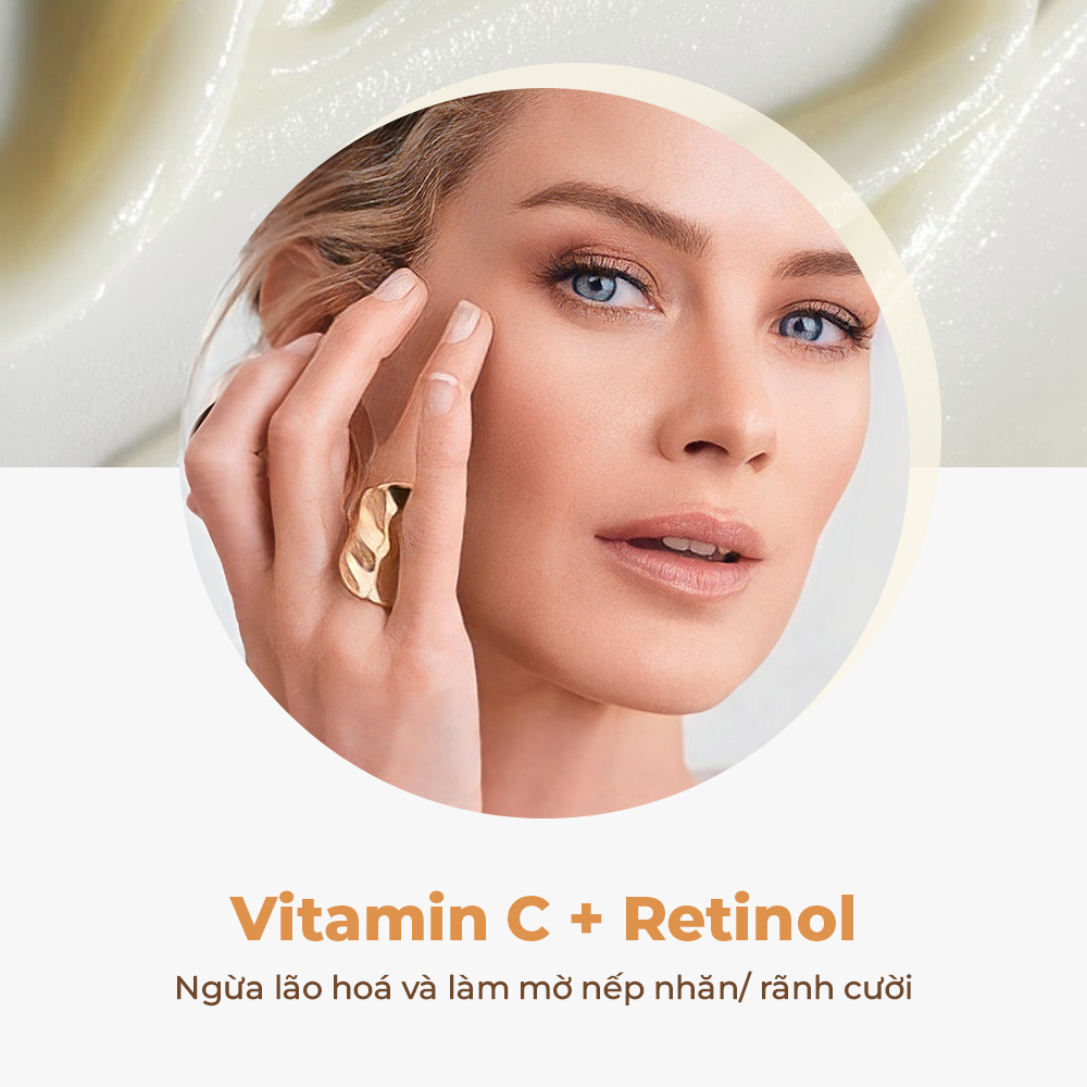 Vitamin C kết hợp với Retinol giúp ngăn ngừa lão hóa, làm mờ nếp nhăn và rãnh cười. Trong bài viết của Lixibox, khám phá cách phối hợp hiệu quả các thành phần mỹ phẩm để mang lại tác dụng dưỡng da gấp đôi.