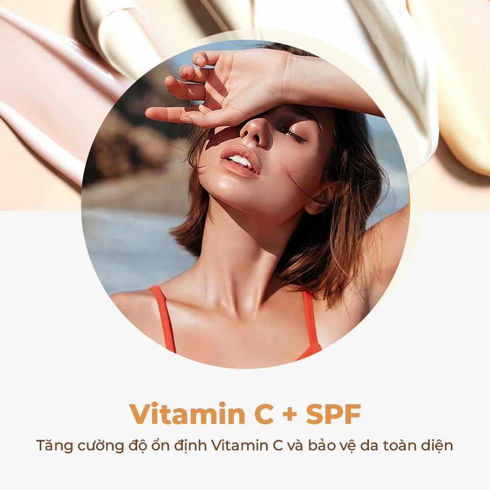Vitamin C + SPF - Tăng cường độ ổn định Vitamin C và bảo vệ da toàn diện. Bài viết của Lixibox hướng dẫn cách kết hợp các thành phần mỹ phẩm với Vitamin C để tăng gấp đôi công dụng chăm sóc da.