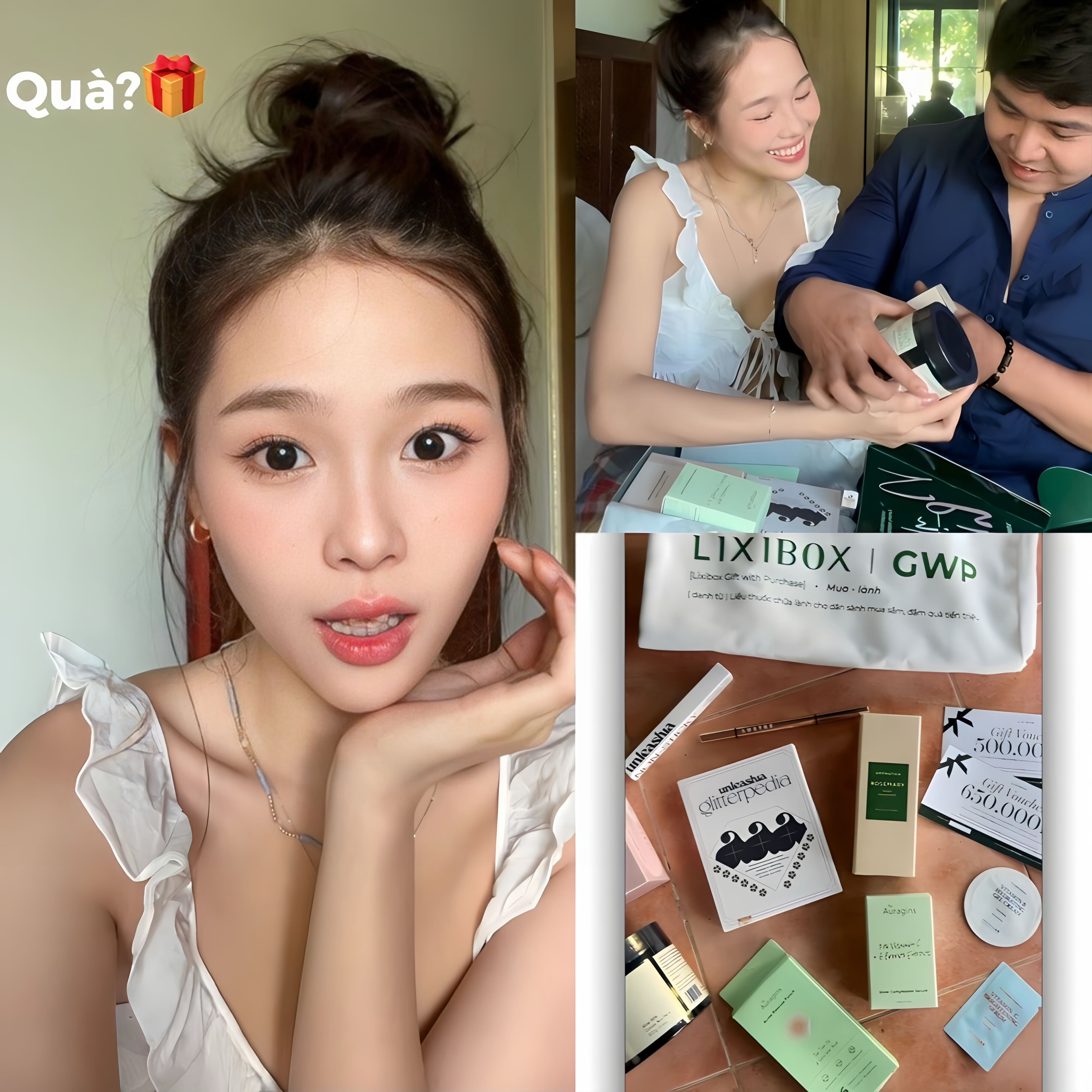 Bên trong hộp quà 4,5 triệu từ chương trình GWP Mua Lành, TikToker Long Chun và Tun Phạm cùng mở quà, khám phá nhiều sản phẩm làm đẹp. Không khí phấn khích, hào hứng, thể hiện xu hướng săn deal trên TikTok.