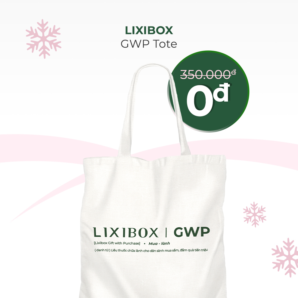 Túi LIXIBOX GWP với mức giá 0 đồng trong chương trình khuyến mãi GWP Mua Lành, giúp bạn nhận sản phẩm làm đẹp miễn phí, tham gia ngay để không bỏ lỡ cơ hội này. Lixibox, GWP Vietnam, sale.