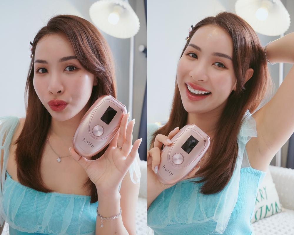 Máy triệt lông Halio đang được một TikToker cầm trên tay, với nụ cười tươi và sau khi sử dụng sản phẩm, thể hiện sự hài lòng và an toàn của việc triệt lông tại nhà, cùng những đánh giá chân thật từ cộng đồng mạng. Tìm hiểu ngay Lixibox Review và hiệu quả của máy triệt lông lạnh Halio!