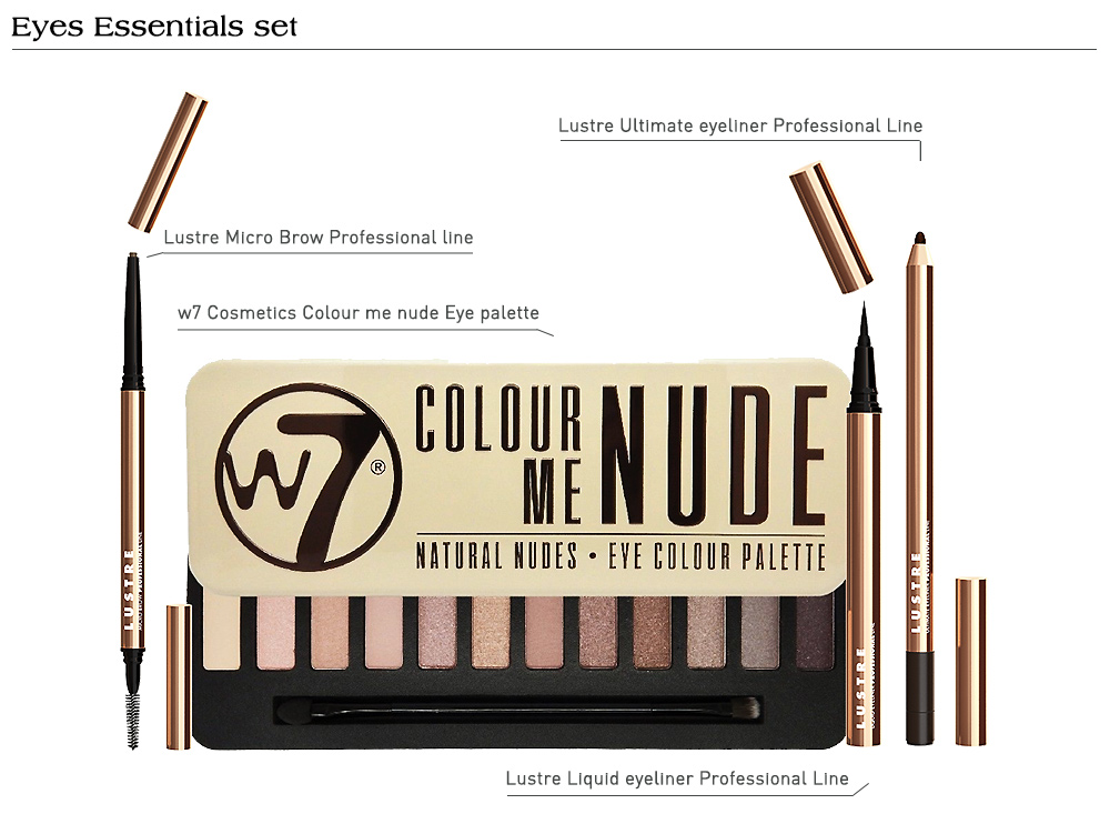Bộ sản phẩm làm đẹp mắt với bảng màu mắt của w7 Cosmetics và các sản phẩm kẻ mắt Lustre, tạo nên những phong cách trang điểm hoàn hảo cho mùa cưới 2017, đáp ứng nhu cầu của cô dâu, phù dâu và khách mời.