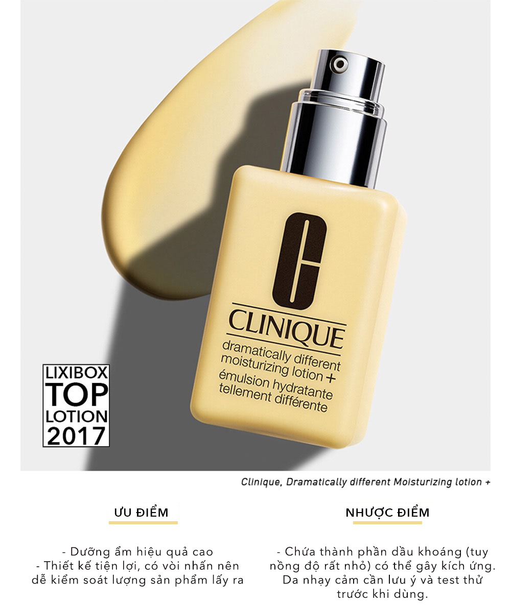 Bài viết về sản phẩm dưỡng da nổi bật nhất năm 2017 trên Lixibox. Đánh giá chi tiết về Lotion cấp ẩm Clinique, với ưu điểm và nhược điểm, bên cạnh những sản phẩm skincare ưa chuộng như Melano CC, OKAME Skincare, Timeless và Radha. #skincare #dưỡng da #Best Choice 2017 #facial oil #serum #lotion #dưỡng ẩm #Kiara