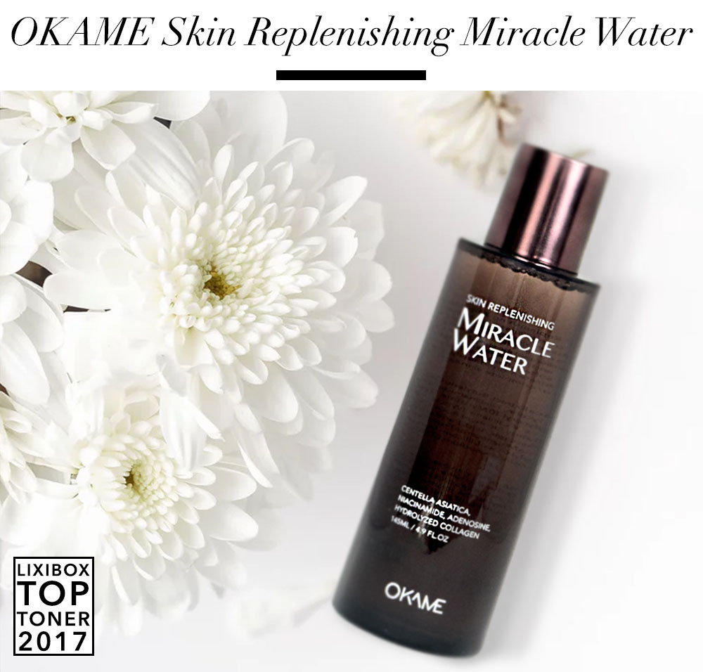 OKAME Skin Replenishing Miracle Water là một trong những toner được yêu thích nhất năm 2017, nổi bật trong danh sách sản phẩm dưỡng da xuất sắc của Lixibox, phù hợp cho các cô nàng đam mê skincare với công dụng cấp ẩm và phục hồi làn da.