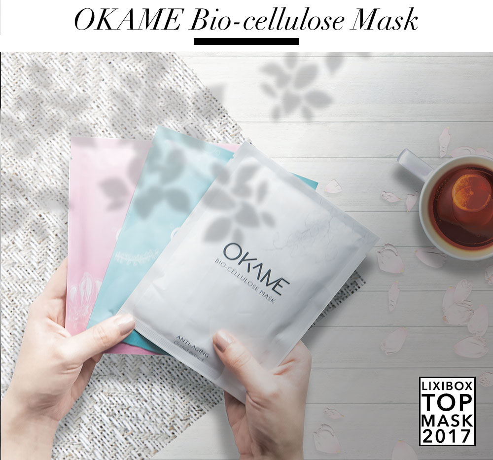 3 loại mặt nạ sinh học OKAME Bio-cellulose được giới thiệu trong bài viết Best Choice 2017, nổi bật với tính năng dưỡng da và chăm sóc da hoàn hảo, giúp thu hút các tín đồ skincare yêu thích toner, mặt nạ.
