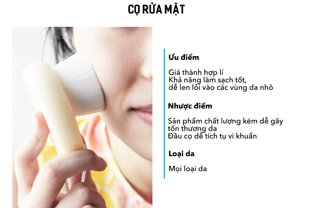 Cọ rửa mặt với thông tin ưu nhược điểm, giá thành hợp lý và khả năng làm sạch tốt. Sản phẩm phù hợp với mọi loại da, nhưng có thể gây tổn thương nếu chất lượng kém, ảnh hưởng đến công cuộc skincare của bạn.
