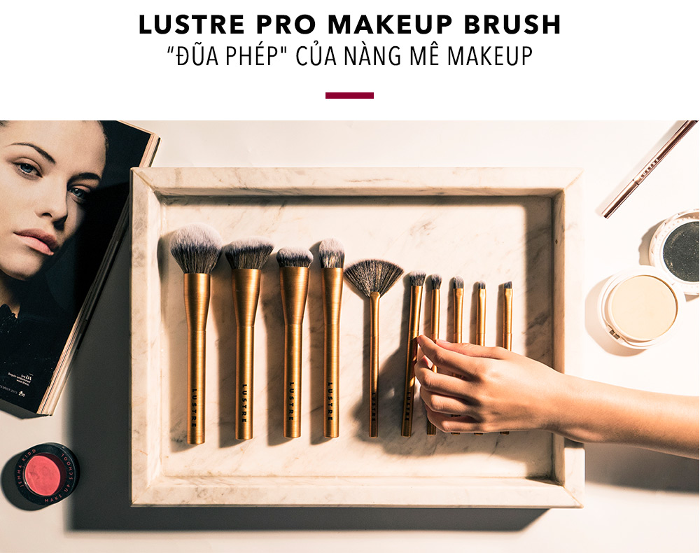Bộ cọ trang điểm Lustre Pro Makeup Brush với thiết kế sang trọng, là lựa chọn hoàn hảo cho các tín đồ làm đẹp. Sản phẩm mang đến sự tiện lợi và chất lượng cao cấp, phù hợp cho mọi nàng mê makeup.