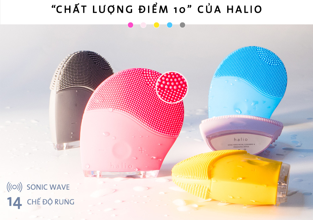 Máy rửa mặt Halio với thiết kế đa dạng màu sắc, nổi bật sự hiện đại trong chăm sóc da. Review tích cực từ các beauty blogger như Tina và An Phương về sản phẩm giúp giảm mụn và làm da mềm mại hơn. Khám phá Halio tại Lixibox!