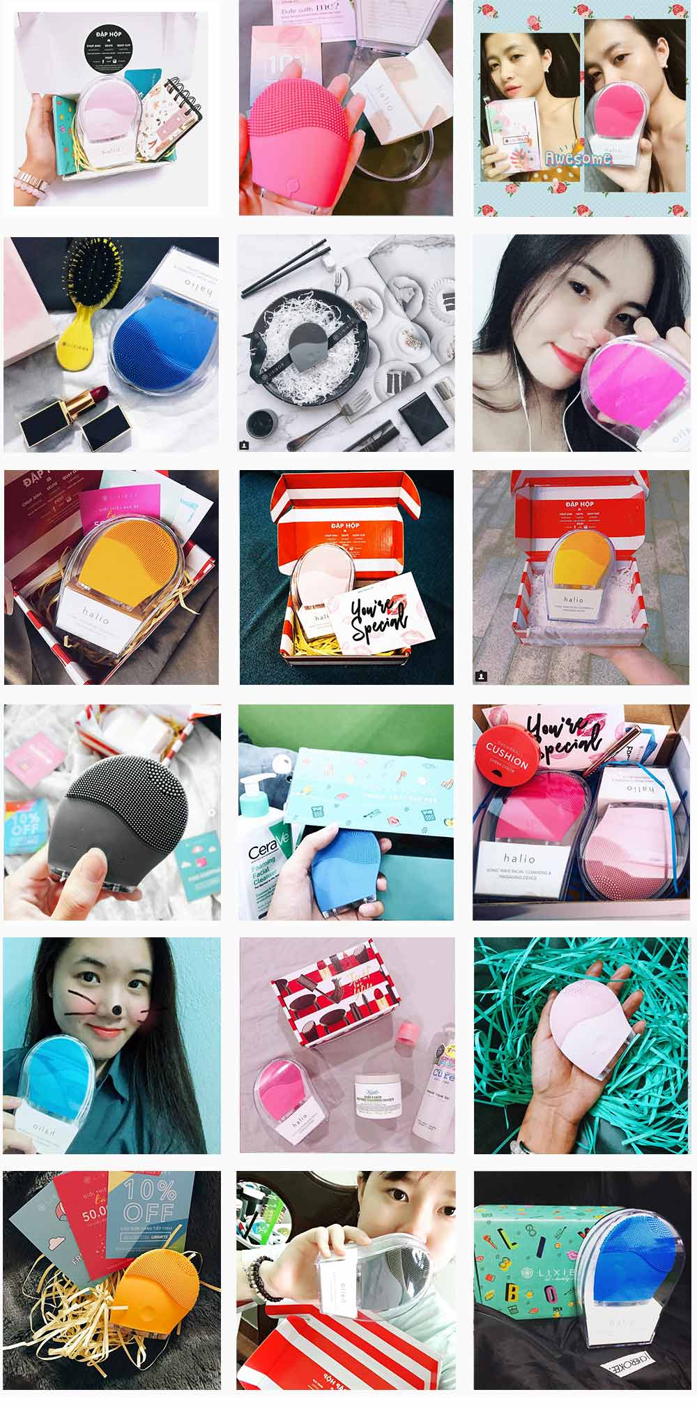 Bài viết về "Có một 'cơn sốt' mang tên Halio" mô tả các lời khen ngợi về máy rửa mặt Halio từ người sử dụng như Tina, An Phương, Vân Miu và Vũ Dino. Khám phá những đặc điểm nổi bật của máy rửa mặt Halio trong việc chăm sóc da, giảm mụn và tạo độ ẩm cho làn da.