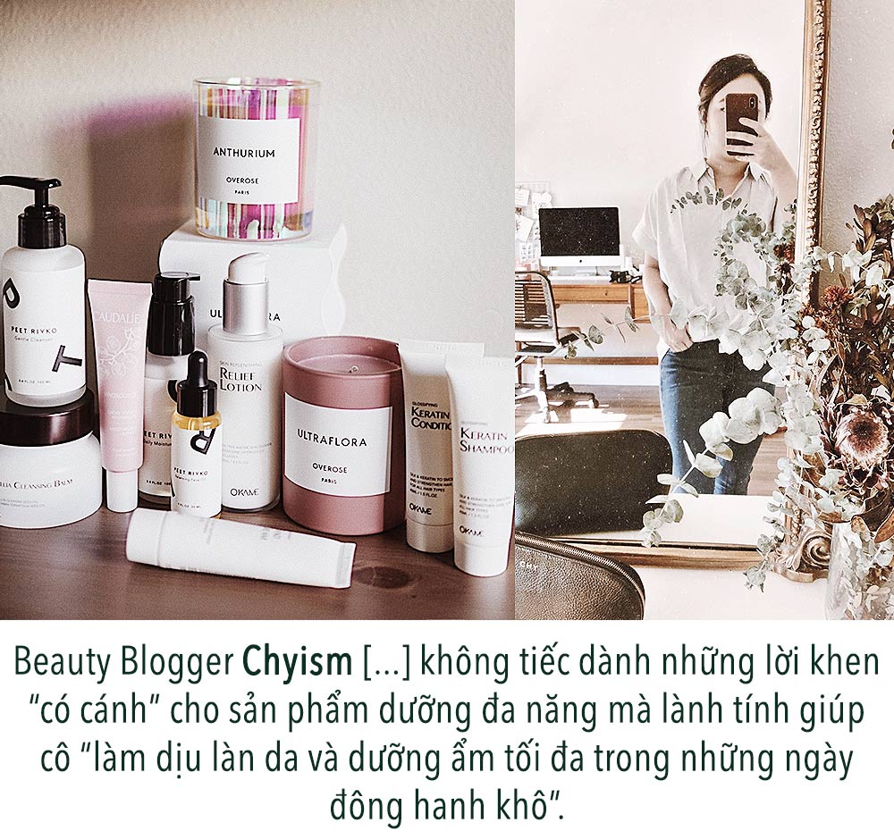 Bài báo giới thiệu Okame Skincare và sự đánh giá tích cực từ Beauty Blogger Chyism, với các sản phẩm chăm sóc da nổi bật giúp cung cấp độ ẩm tối ưu cho làn da trong những ngày hanh khô.