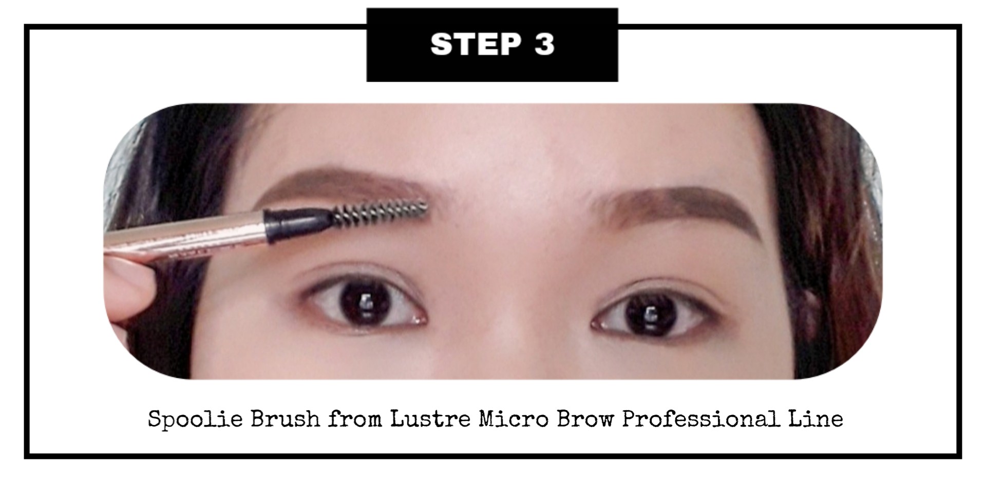 Hướng dẫn kẻ lông mày với cọ Spoolie từ dòng Lustre Micro Brow Professional Line, giúp hoàn thiện dáng lông mày theo tips kẻ chân mày đơn giản.