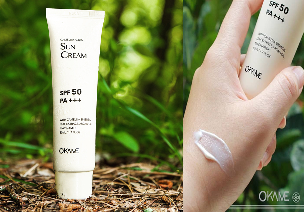 Kem chống nắng OKAME Sun Cream SPF 50 PA+++ với chiết xuất lá trà xanh và dầu argan, giúp bảo vệ và chăm sóc da hiệu quả. Lựa chọn kem chống nắng tốt cho da với giá cả hợp lý trong danh sách kem chống nắng tốt nhất.