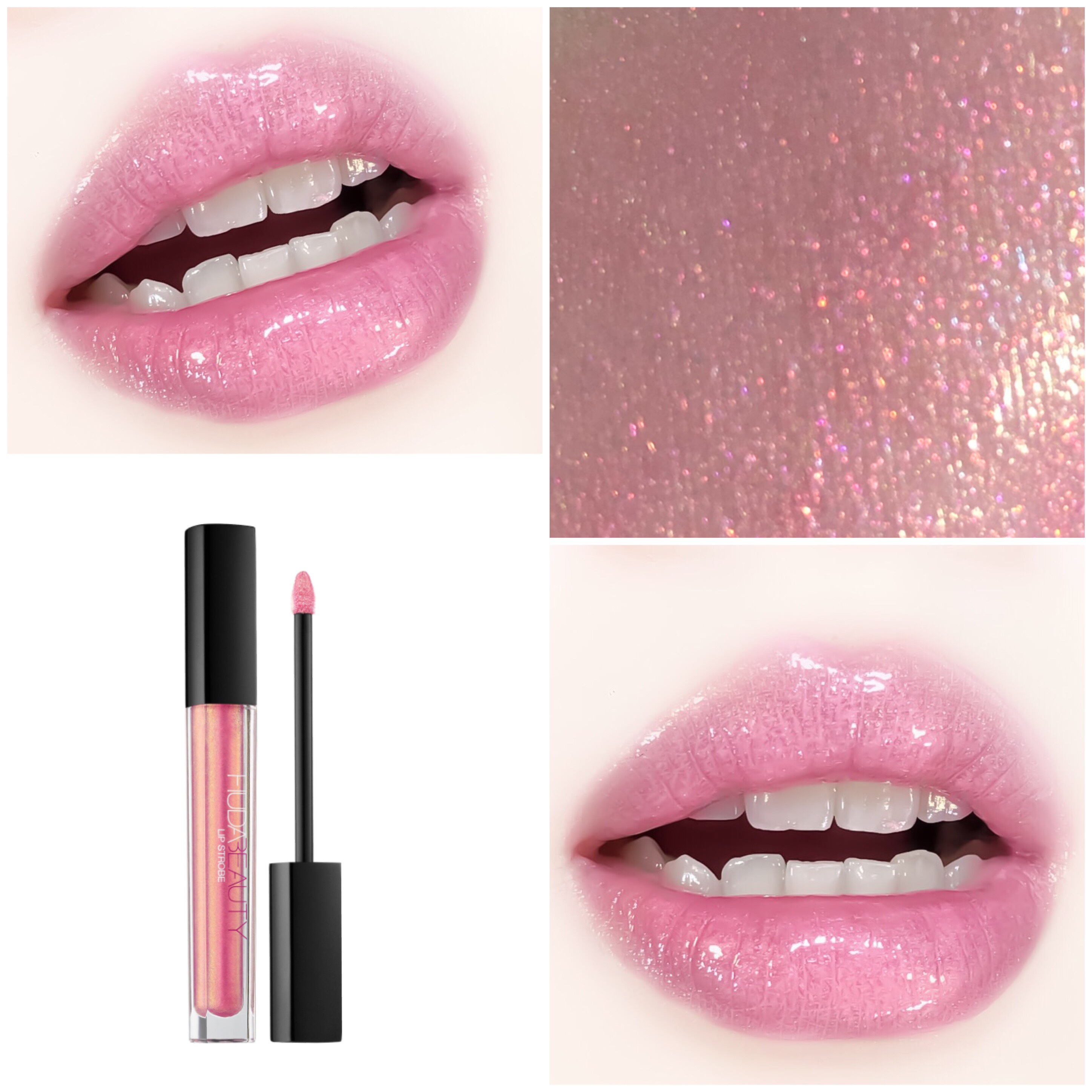 Môi được tô điểm với son bóng hồng từ bộ sản phẩm "Give Me More Lips" của Sephora, thể hiện sự lôi cuốn của mỹ phẩm trang điểm. Bài viết review 14 màu son trong bộ sưu tập, phù hợp với những ai yêu thích trang điểm đơn giản.