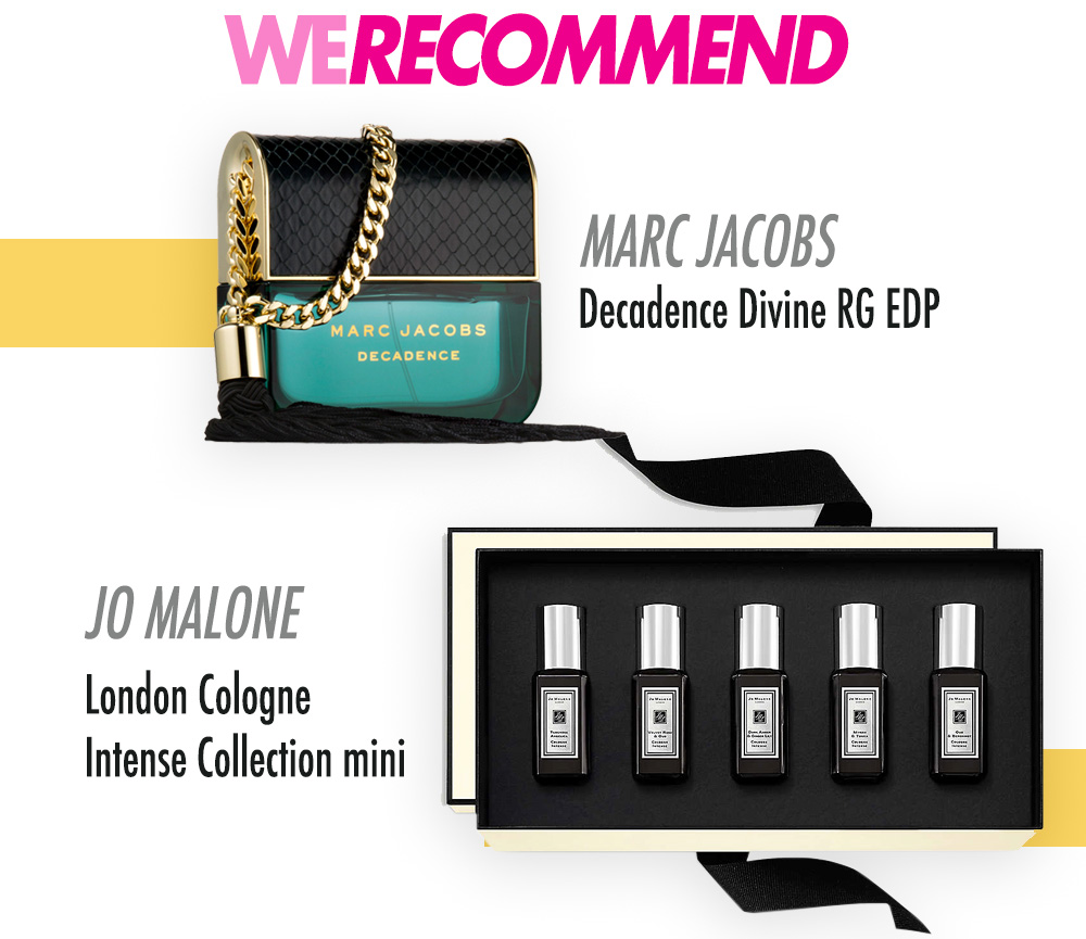 Gợi ý quà tặng ý nghĩa cho ngày 20/10 với nước hoa Marc Jacobs Decadence Divine RG EDP và bộ mini London Cologne Intense Collection của Jo Malone, mang đến công thức hạnh phúc cho phái đẹp.