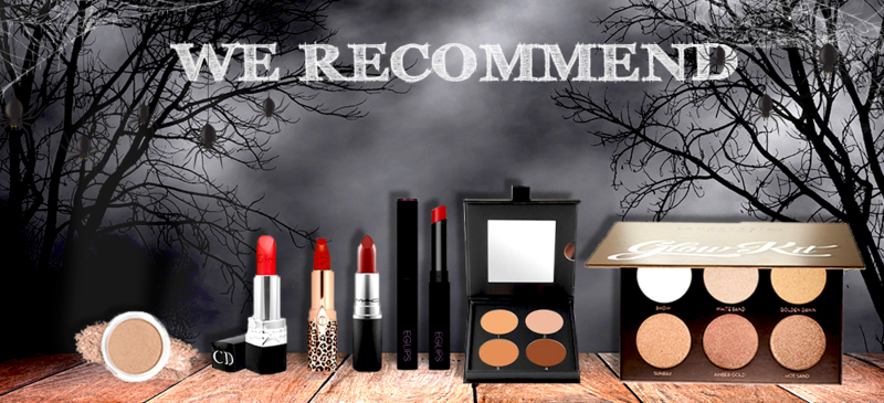 Bài viết về Halloween với tiêu đề "Nổi bần bật - giật spotlight mùa Halloween này với các layout chất ngất ngây". Gợi ý các sản phẩm trang điểm như son môi đỏ, phấn trang điểm và bộ Glow Kit để tạo nên phong cách hóa trang ấn tượng.