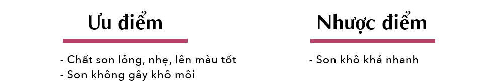 Bảng ưu điểm và nhược điểm của các loại son môi trong bài viết \