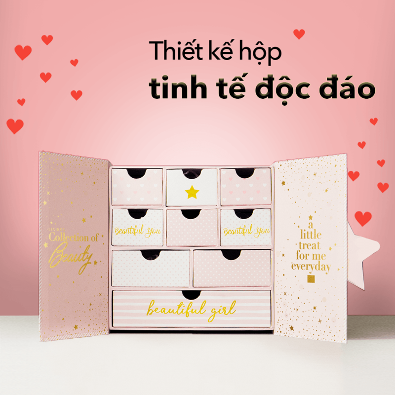 Thiết kế hộp quà tặng cho Valentine với nhiều ngăn, mang lại bất ngờ cho người yêu. Khám phá GWP Lixibox để chọn quà tặng lãng mạn và độc đáo cho nửa kia của bạn.