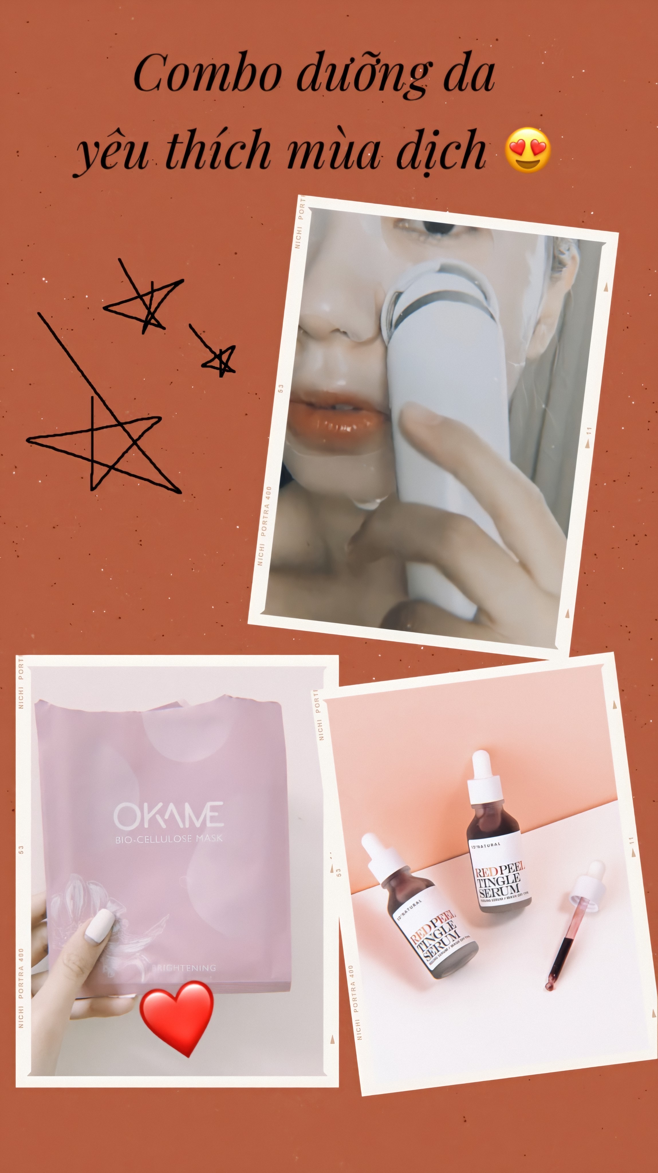 Combo dưỡng da yêu thích mùa dịch, mang lại làn da sáng mịn, hết mụn đầu đen trong mùa corona. Sản phẩm bao gồm mặt nạ sinh học OKAME và serum tingle, hỗ trợ quy trình dưỡng da hiệu quả khi làm việc tại nhà.