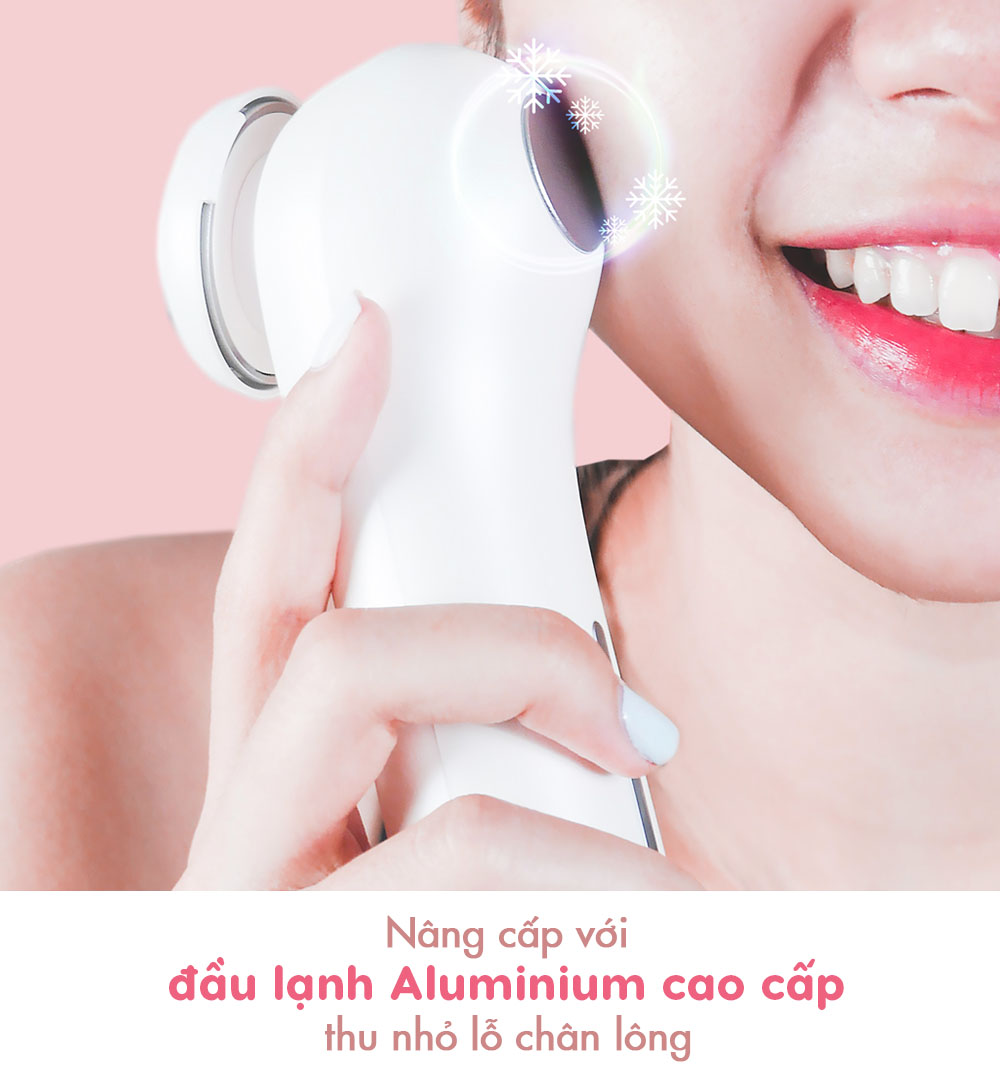 Máy đẩy tinh chất Halio Ion Hot & Cool với đầu lạnh Aluminium cao cấp, giúp chăm sóc làn da hiệu quả, thực hiện nâng cấp làn da và tạo cảm giác thư giãn cho người sử dụng.