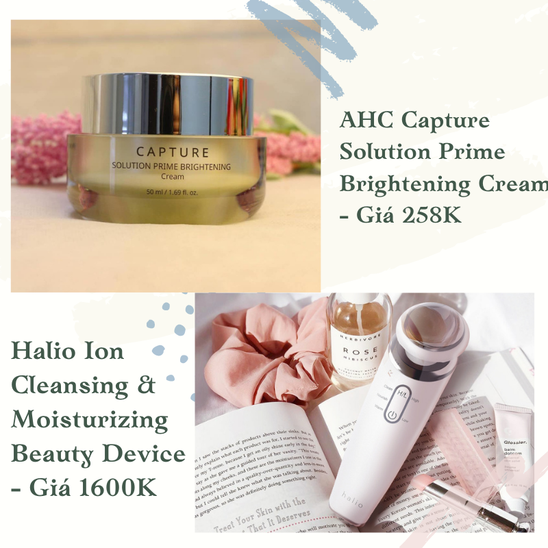 Khám phá các sản phẩm dưỡng trắng da giá bình dân với AHC Capture Solution Prime Brightening Cream và Halio Ion Cleansing & Moisturizing Beauty Device, giúp bạn sở hữu làn da trắng hồng chỉ trong 2 tuần cùng Lixibox.
